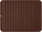 Large 14" x 11" Silicone Dish Drying Mat for Kitchen Counter, Easy clean, Quick Dry, Heat-resistant Dish Drainer Mat for Sink,Refrigerator or Drawer liner (Food Grade Silicone-Coffee)