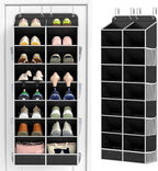 Yecaye 16-24 Pairs Over the Door Shoe Organizer, Large Capacity Hanging Shoe Rack for Door Hanger with Deep Pockets, 8 Tier Shoe Holder for Sneakers Boots Heels College Dorm Essentials, Black