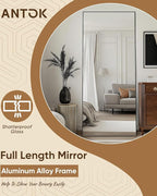 Antok Full Length Mirror, 71"x26" Floor Mirror, Floor Standing Freestanding Full Body Mirror with Stand for Bedroom, Hanging Mounted for Living Room Cloakroom, Black