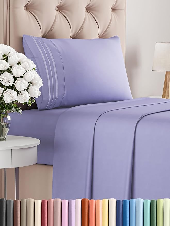 Twin XL Size 3 Piece Sheet Set - Comfy Breathable & Cooling Bed Sheets Set - Hotel Luxury Bedding for Women, Men, Kids, Teens, Boys & Girls - Deep Pockets, Soft and Wrinkle Free - Oeko-Tex - Lavender