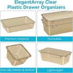 ElegantArray 12 PCS Drawer Organizer Set, 4 Sizes Tool Storage Trays, Clear Plastic Makeup Vanity Organizer and Storage Bins for Stationeries, Multiple Gadgets for Office, Bedroom, Champagne