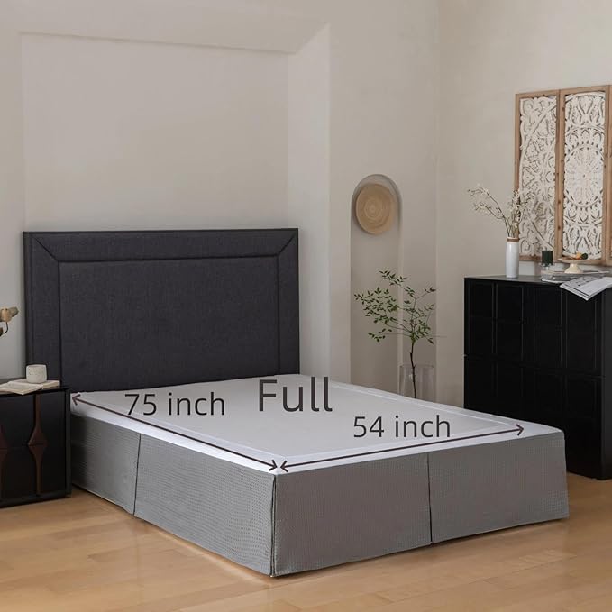 Full Bed Skirt, Wrap Around Bed Skirt with Pleated Corner, 18 Inch Drop Pleated Waffle Weave Bedskirts, Anti-Slip, Microfiber, Grey, 18'' Full