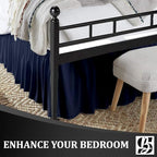 SKY BEDDINGS - Twin Size Ruffled Bed Skirt with Split Corners - 12 Inch Drop Dust Ruffle Bed Skirt with Platform Three Sided Coverage - 100% Microfiber, Navy Blue