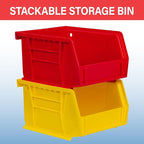 Akro-Mils 30210 AkroBins Plastic Storage Bins, Space-Saving Stackable Bins for Garage, Pantry, Craft Organization, 5" x 4" x 3", Red, 24-Pack