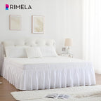 RIMELA White Bed Skirt King Size 18 Inch Drop, Elastic Bed Skirting for Bed Base and Frame, Bedding Dust Ruffle Easy to Install, Lightweight Wrap Around Adjustable Bedskirt