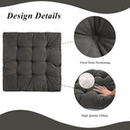 Meditation Floor Pillow 22×22 Inch 1 Pack Large Floor Cushions for Adults Square Tufted Corduroy Floor Pillows for Yoga Living Tatami Room Dark Grey