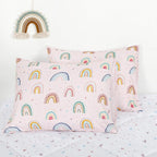 Twin Size Toddler Bedding Set for Girls 5 Piece Toddler Girl Bedding, Super Soft Toddler Comforter Set Includes Comforter, Flat Sheet, Fitted Sheet, Pillowcase (Pink Cute Rainbow)