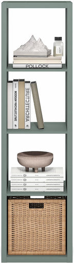 Furinno Cubicle Book Shelf, Vertical 4-Cube Bookshelf, Extra Thick Horizontally