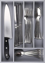 Pristine Bamboo 5-Slot Drawer Organizer - Kitchen and Utensil Organizer - Cutlery Tray - Flatware and Silverware Holder - Gray