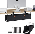 Zilink No Drill Under Desk Cable Management Tray 30" Cord Organizer for Table Clamp/Screw Mount Desk Cable Management Sturdy Waterproof Fabric Cord Hiders for Office, Home