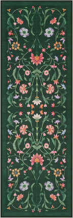 LIVEBOX Kitchen Runner Rug - Boho Floral 2x6 Runners for Hallways, Non-Slip Washable Rug, Soft Low-Pile Carpet Runner for Entryway Hallway Bedroom Laundry Room Farmhouse(2x6 ft, Green)
