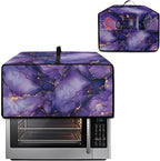 Convection Oven Dust Cover with Pockets, Easy to Clean, Electric Appliance Protector Smart Microwave Oven Cover for Countertop, S, 14.5 x 18.5 x 9 Inches, Violet Gold Marble