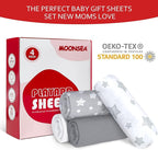 Pack and Play Sheets, 4 Pack Mini Crib Sheets, Stretchy Pack n Play Playard Fitted Sheet, Compatible with Graco Pack n Play, Soft and Breathable Material, Grey