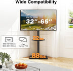 TVON Floor TV Stand with Mount for Most 32-65 Inch Flat/Curved TVs up to 88 lbs, Height Adjustable TV Mount Stand with Wood Base, Swivel TV Stand for Bedroom, Corner & Living Room, Max VESA 400x400mm