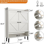 HOMEFORT Shoe Storage Cabinet for Entryway, Slim Shoe Organizer with Two Flip Drawers, Narrow Shoe Rack Cabinet with Wood Legs, Farmhouse Hidden Shoe Cabinet for Front Door Entrance,Antique White
