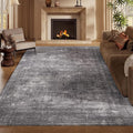 9x12 Area Rugs Light Grey Washable Rug for Living Room, Dining Room, Bedroom, Large Carpets, Non Slip & Non-Shedding Low Pile Vintage Print Rug for Home Office Decor