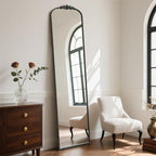 WallBeyond Arched Full Length Mirror Wall Mounted, 21x78 Inch Black Antique Mirror, Vintage Metal Frame Full Body Mirro for Bedroom, Living Room, Hanging or Leaning