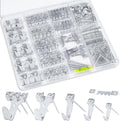 KURUI Picture Hanging Kit for Wall Decor, Frame, Painting, Art, Photo, 385Pcs Picture Hangers with Heavy Duty Hooks, Sawtooth, Hardware Nails, Wall Hangers for Bedroom Office Classroom (Silver)