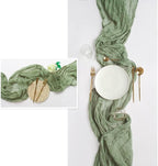 FEXIA 6 Pack Sage Green Table Runner 35x120 Inches for Baby Shower Decoration Gauze Rustic Table Runner for St. Patrick's Day Easter Wedding Party Centerpiece Engagement Bridal Shower Boho Decoration
