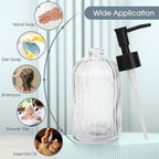 Topsky Glass Soap Dispenser with Plastic Pump, 400ml Liquid Hand Soap Dispenser, Rustproof Pump for Kitchen & Bathroom, Great for Lotions, Essential Oil, Liquid Soaps,Transparent