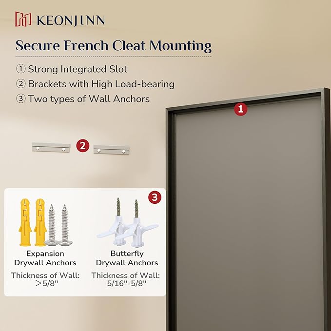 Keonjinn Black Bathroom Mirrors for Over Sink, 20" x 30" Black Framed Mirror for Wall, Tempered Glass Beveled Edge, Aluminum Alloy Frame, Shatterproof, Farmhouse Rectangular Bathroom Vanity Mirror