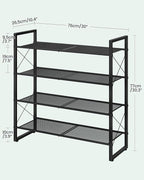 CHOEZON Shoe Rack, 4-Tier Shoe Rack for Closet, Metal Shoe Storage Organizer, Shoe Rack for Entryway, Shoe Shelf with Adjustable Feets, for Entryway, Hallway, Living Room, Bedroom, Black TXJ14BB