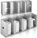 Hicarer 4 Compartments Stainless Steel Cup Dispenser with Adjustable Dividers Silver Cup and Lid Holder Lid Organizer Storage for Cabinet Kitchen Cafe Tea Shop Restaurant, Silver