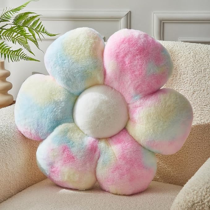 Flower Shaped Throw Pillow 15.7In Daisy Seating Cushion - Cute Home Decor & Plush Pillow for Sofa, Couch, Bed