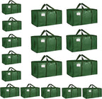 16 Pack-Extra Large Heavy Duty Moving Bags - Waterproof Storage Totes with Handles & Zippers, Foldable for College Dorm, Storage (olive green)