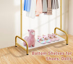 SLEEPING LAMB Baby Clothing Rack, Small Kids Clothes Rack with Bottom Storage Shelf, Child Clothes Hanger Rack for Coats, Metal Dance Costume Garment Rack for Hanging Clothes, Gold