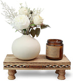 Wood Tray Pedestal Stand, Bathroom Counter Organizer, Modern Farmhouse Riser for Soap/Candle/Sponge Rustic Small