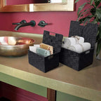 Sorbus Set of 3 Black Woven Storage Baskets with Lids – Mesh Hand-Woven Bins for Closet, Shelf, and Linen Organization – Variety Pack