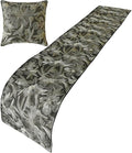 The HomeCentric King/Queen/Twin Grey Decorative Bed Runner Queen 74"x18" Bed Runner Without Pillow Cover, Embroidery, Floral, Pearl Bed Scarf on Jacquard Fabric - Liana