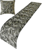 The HomeCentric King/Queen/Twin Grey Decorative Bed Runner Queen 74"x18" Bed Runner Without Pillow Cover, Embroidery, Floral, Pearl Bed Scarf on Jacquard Fabric - Liana