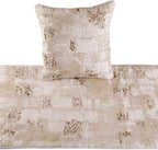 The HomeCentric Ivory Bed Runner Without Pillow Cover, King Size 90"x18" Decorative Bed Runner, Ivory Velvet Bed Scarf in Foil Velvet with Sequin - Creative Grudge