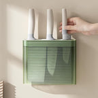 Knife Holder for Wall, Knife Storage Wall Mounted No Drill, Universal Knife Holder with 2 Long Slot for Fruit/Kitchen/Boning Knife and Kitchen Scissors, Load 2.5KG, Green Nordic Minimalist