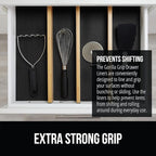 GORILLA GRIP powerGRIP Drawer Shelf and Cabinet Liner, Thick Strong Hold, Non-Adhesive Liners Protect Kitchen Cabinets and Cupboard, Bathroom Drawers, Easy Install, Breathable Mat, 12" x10', Black
