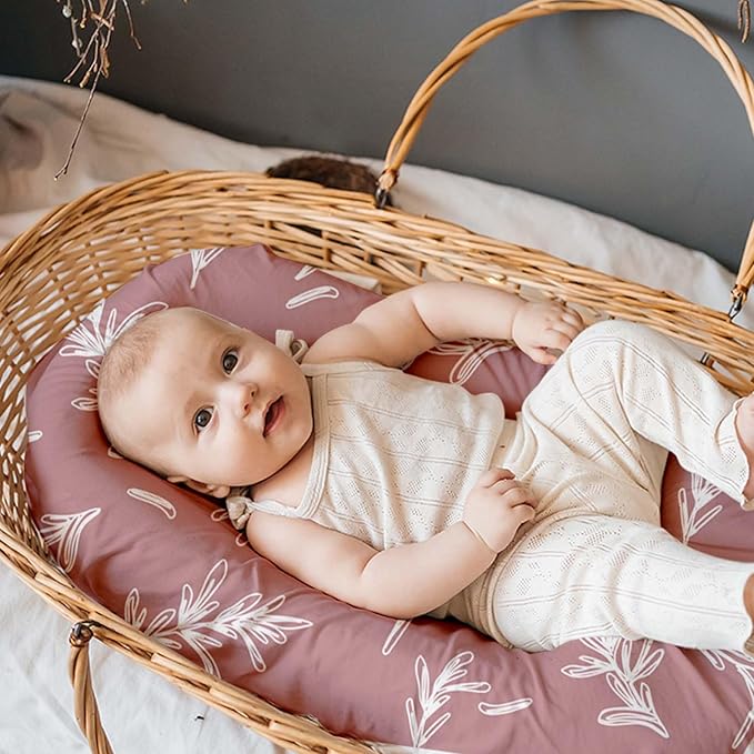 Floral Bassinet Sheets Girl 3 Pack, Breathable Cozy Fitted Mattress Sheet, Elastic Travel Bassinet Fashionable, Standard Cradle Safe Sheets for Baby Boy Girls 32" x 16"