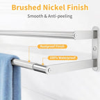 Double Towel Bar 24 Inch, Towel Rack for Bathroom, Stainless Steel Double Bath Towel Rack Wall Mounted, Bathroom Towel Holder Towel Rod for Wall, Brushed Nickel