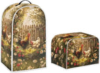 Chicken Toaster and Blender Cover Set Flower Washable Kitchen Small Appliance Cover Dust and Fingerprint Protection