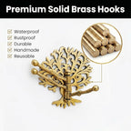 Indian Shelf 33Lb. Brass Tree Swivel Tri Arm Hook Foldable Decorative Wall Hooks 3 Prong Wall Hooks Vintage Towel Hooks Gold Coat Hooks Robe Hook Folding Coat Hooks Hangers