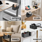 OOKUU 3-in-1 Desk Organizer - Large Desk Cup Holder Clamp, Pencil Holder and Phone Stand - Detachable Anti-Spill Table Cup Holder, Office & PC Gaming Desk Accessories for Cup, Phone and Pen (Black)