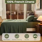 100% Linen Sheets King Size,Breathable & Durable 4-Piece Bed Flax Sheet Set,Soft All-Season Bedding for Hot Sleepers 16" Deep Pocket Oeko-TEX Certified,（King, Forest Green）