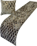 The HomeCentric King/Queen/Twin Grey Decorative Bed Runner CA King 86"x18" Bed Runner Without Pillow Cover, Diamond Pattern, Velvet Cut Bed Scarf on Velvet Fabric - Grey Velvet Verve