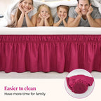 RIMELA Rose Purple Bed Skirt Queen Size 15 Inch Drop Elastic Wrap Around Dust Ruffle Bedding Bedskirt, Bed Skirt for Adjustable Bed Base, Soft Durable Fabric Machine Washable Easy to Install