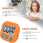 6 Pack Small Digital Kitchen Timer Magnetic Back and ON/Off Switch,Minute Second Count Up Countdown (Orange)