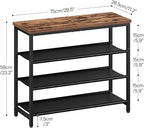HOOBRO Shoe Rack with 3 PU Shelves, 4-Tier Shoe Storage Organizer for Closet and Entryway, Holds 9-12 Pairs of Shoes, Sturdy Metal Frame, Small Spaces, Rustic Brown and Black BF94XJ01