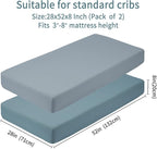Baby Crib Sheets for Boys Girls, 2 Pack Fitted Crib Sheet for Standard Crib and Toddler Mattress, Soft Microfiber Baby Sheet 52x28x8in. (Dark Green & Dark Grey)