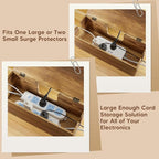 Large Cable Management Box - Burnt Wood Cable Organizer Box and Floor Cord Covers for Electrical Cord Management - Hide Desk Cord and Floor Cables - Wire Storage and Organization for Cords