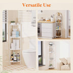 Lifewit Floor Standing Shower Caddy Corner, 4 Tier Plastic Shower Stand Rack with Adjustable Feet and Hooks, Rustproof Bathroom Shelf Organizer, White, 34 x 24 x 107 cm/13 x 9.5 x 42 inch